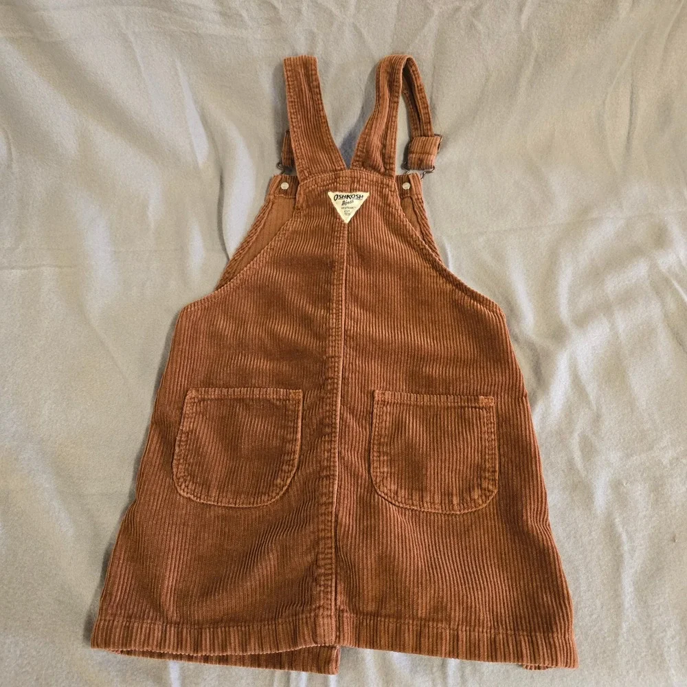 OshKosh Bgosh Girls Brown Corduroy Jumper Dress Overall 6/6X